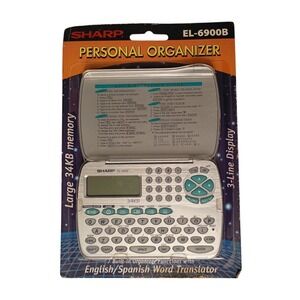 Vintage Sharp Electronics Personal Organizer English Spanish Translator EL-6900B